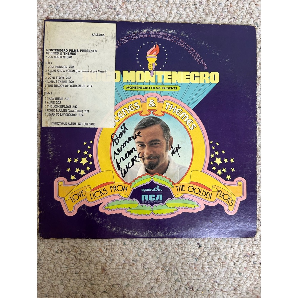 Hugo Montenegro Scenes & Themes Vinyl LP RCA Quadradisc Promo APDI-0025 1972